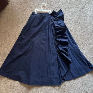 Tome NYC Navy Ruffled A-Line Skirt